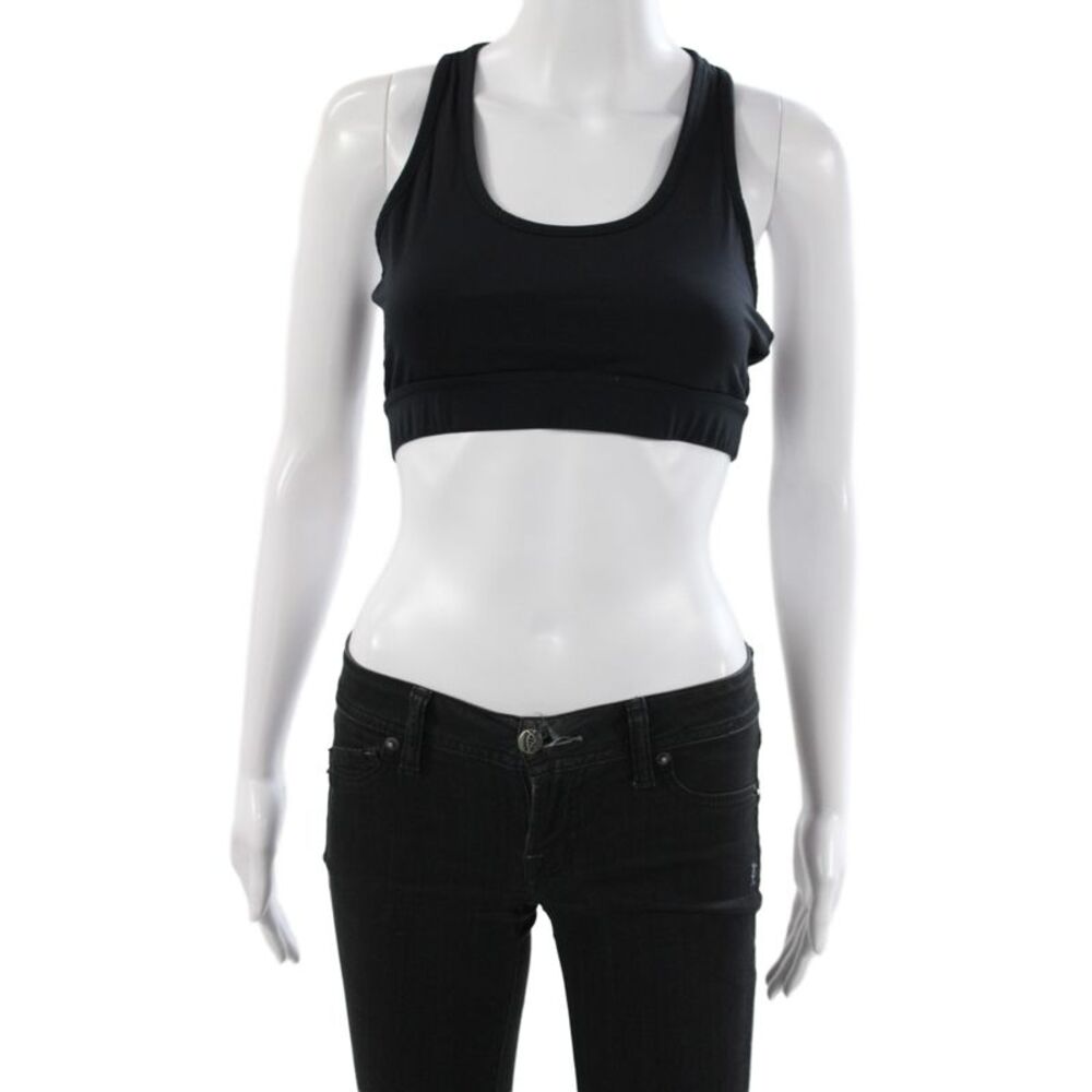 All Access Womens Scoop Neck Stretch Knit Sports Bra Black Size Medium